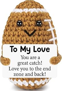 Birthday Gifts for Him Her Boyfriend Girlfriend, to My Love Handmade Emotional Crochet Football, Small Cute Anniversary Present for Him, Mini Romantic I Love You Gift for Husband Wife Couple