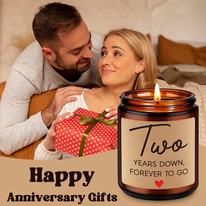 Fairy's Gift 2 Year Anniversary Candle Gifts for Him Her Boyfriend GF Wife Husband - Cotton 2nd Anniversary Couple Gifts Ideas - Two Year Wedding Anniv. Presents for Couples, Happy Second Anniv.