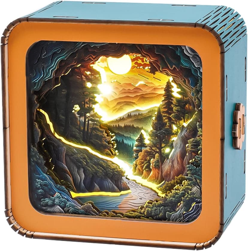 3D Wooden Puzzles Night Light, (Autumn Sunset) DIY Night Light Kit, 3D Wooden Puzzles for Adults Creative DIY Birthday Gift for Friends and Family, DIY New Year Gift