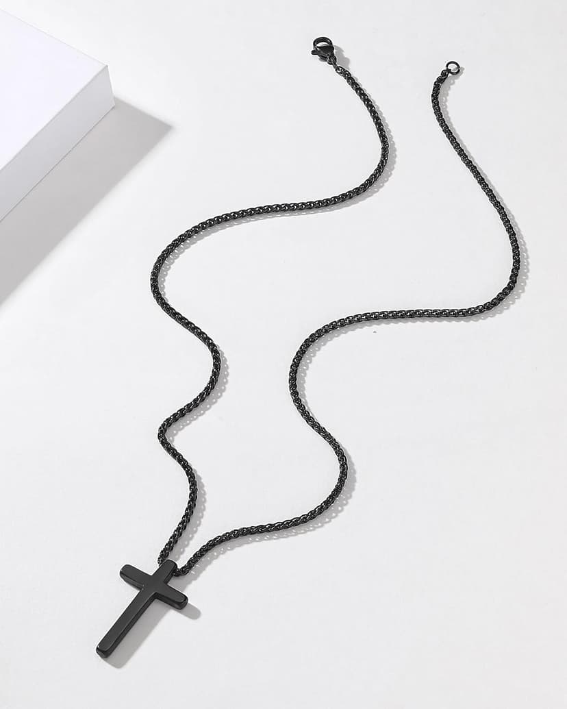 Happy Birthday Gifts for Boys 8-18 Years Old, Black Cross Necklace with Bible Verse Joshua 1:9 for Son, Grandson, Nephew, Friend