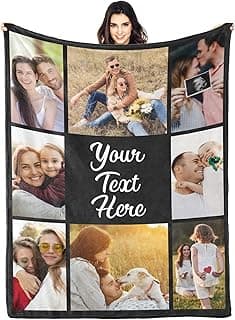 Gudina Custom Blanket with Photos Text Personalized Blanket Thows with Picture Customizable Blanket Photo Blankets Customize for Mom Dad Couple Girlfriend Boyfriend Wife Husband