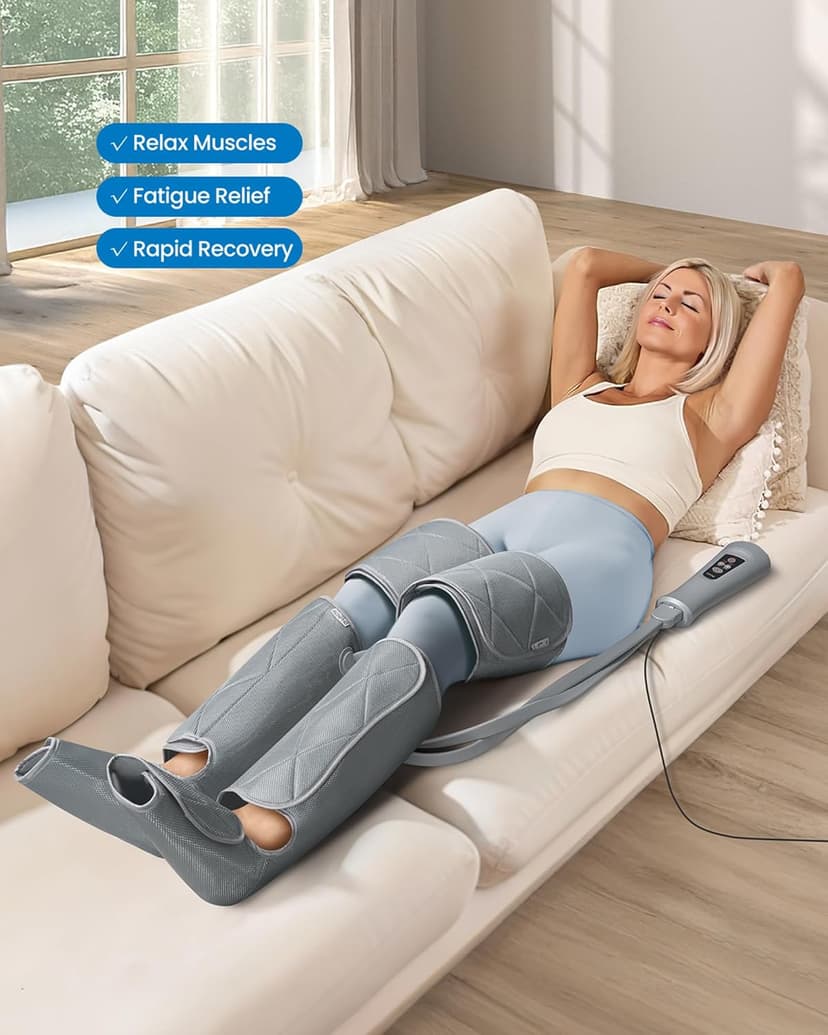 RENPHO Leg Compression Massager, Leg Massager Calf Massager for Circulation and Pain Relief, Effective for Father Mother Reduce Swelling, Grey