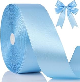 100 Yards Ribbon,1-1/2 Inch Sky Blue Satin Ribbon,Single Face Satin Ribbons,Perfect for Gift Wrapping,Wedding Decoration,Handmade Bows,Wrapping Bouquet, Halloween, Christmas
