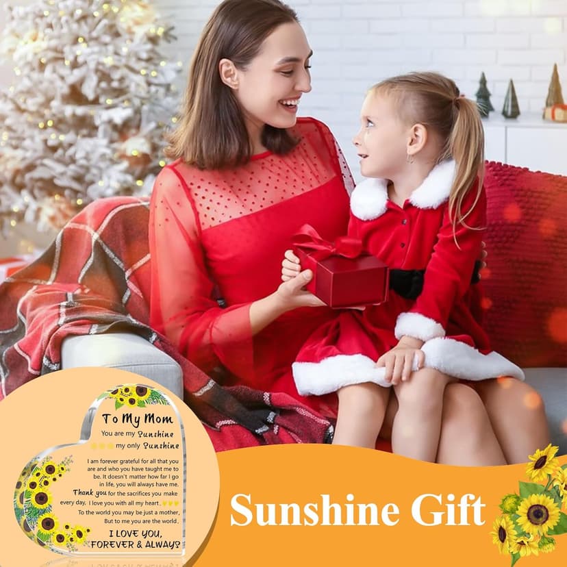 Gifts for Mom, 5.9×5.9 inch Delicate Heart Plaque, Mom Birthday Sign Present Idea, First Mothers Day Christmas Stocking Stuffers Birthday Acrylic Gifts for Mama Stepmom, Christmas Gifts for Mom