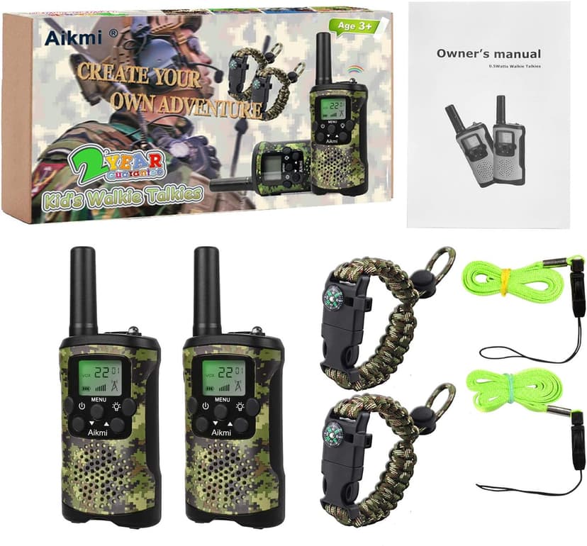 Walkie Talkies for Kids 22 Channel 2 Way Radio 3 Miles Long Range Handheld Walkie Talkies Durable Toy Best Birthday Gifts for 6 Year Old Boys and Girls fit Adventure Game Camping (Green Camo 1)