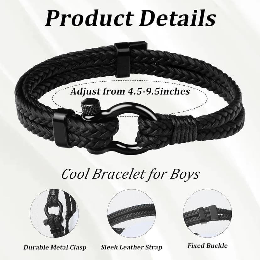 Sereney 9 10 11 12 13 15 16 18 21 30 40 50 60 Year Old Birthday Gifts for Him Boys, Handmade Triple Protection Bracelets as Adjustable National Boyfriend Day Bracelets for Boys Son Grandson Dad Man
