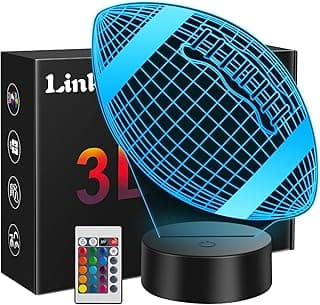 Linkax Football Gifts Stocking Stuffers for Kids Teens Boys Girls, Rugby 3D Illusion Night Light Christmas Gifts for Kids, 6 7 8 9 10 11 12 13 Year Old Birthday Presents Room Decor, Toys for Ages 8-13