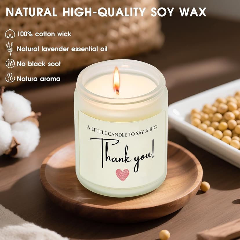 Thank You Gifts for Women, Men, Hostess, Couple, Appreciation Gifts for Teacher Coworker Employee Boss - a Little Candle to Say A Big Thank You, Lavender Scented Candle with Gift Box