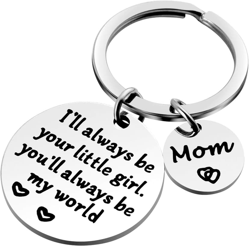 Mothers Day Gifts, Mom Gifts from Daughter for Birthday, I'll Always Be Your Little Girl, You Will Always Be My World, Best Mom Ever Keychain for Valentines Day Christmas Stocking Stuffers