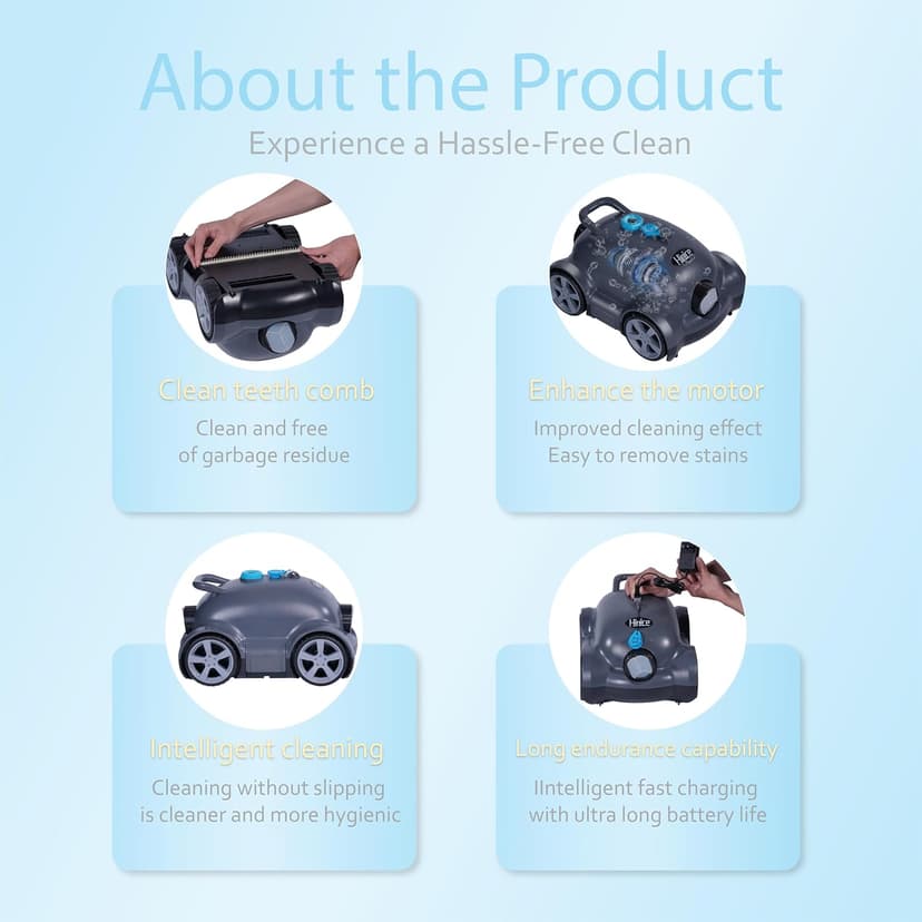 Cordless Robotic Pool Cleaner,Automatic Pool Vacuum Robot for In-Ground/Above Ground Pools,150 Min Runtime, IPX8 Waterproof, 2200 Sq Ft Coverage (Dark Grey)