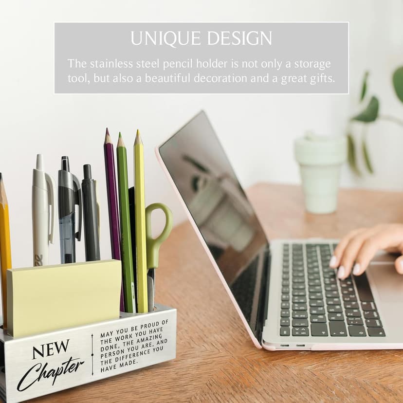 akeke New Chapter Gifts for Women, Job Promotion Gifts, New Beginnings Gifts for Coworkers, Appreciation Thank You Coworker Leaving Gifts New Job Moving Away Pencil Holders & Pen Holders ASB65