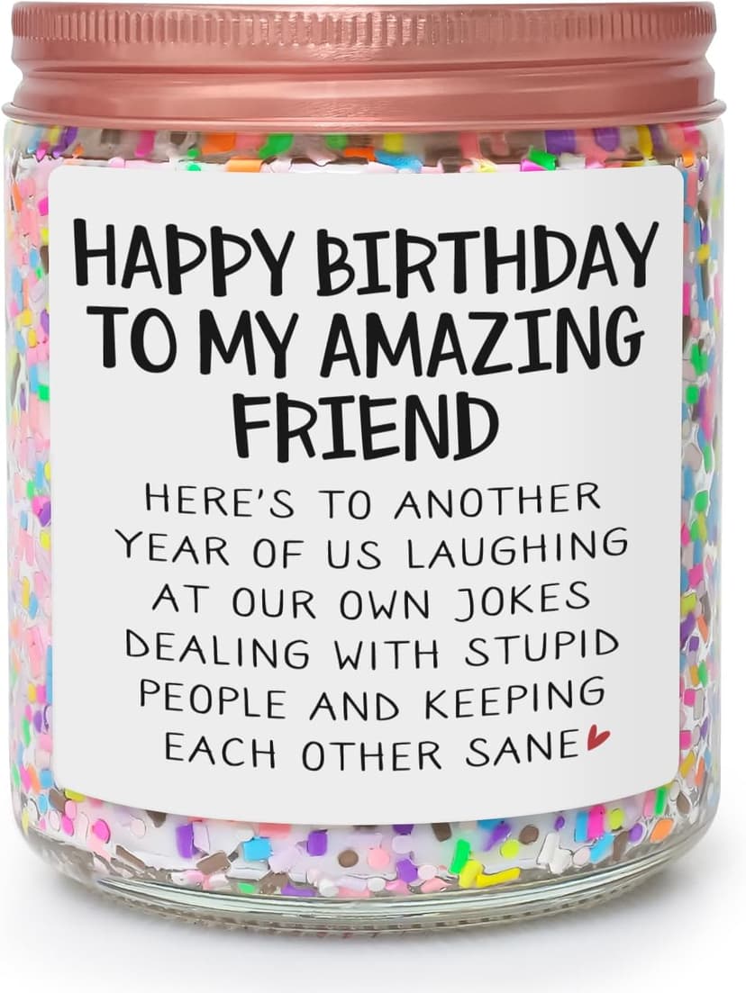 Best Friends Birthday Gifts for Women Friendship - Funny Sister Birthday Gifts for Friend Female BFF Bestie Gift for Women, Vanilla Cake Scented Bday Candles Happy Bday Decorations