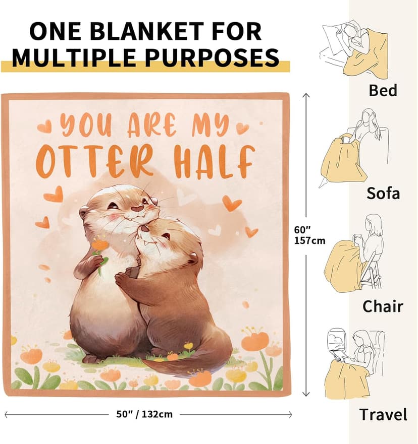 AceThrills Anniversary Blanket Gifts for Women, Girlfriend Gifts for Girfriend Birthday Gift, Romantic Gifts for Her - 50" × 60" Otter Blanket