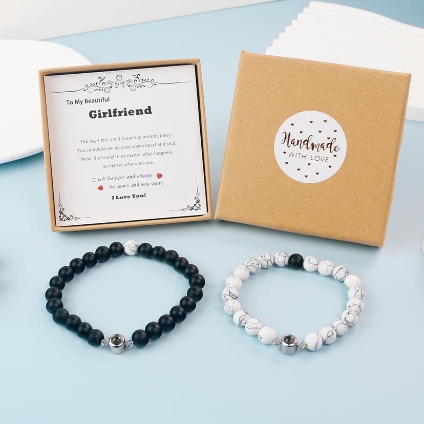 PEALICIOUS Gifts for Girlfriend, Bracelets for Girlfriend Matching Couple Bracelets with 100 Languages, Adjustable Girlfriend Birthday Gifts as BF and GF Love Bracelet Romantic Jewelry