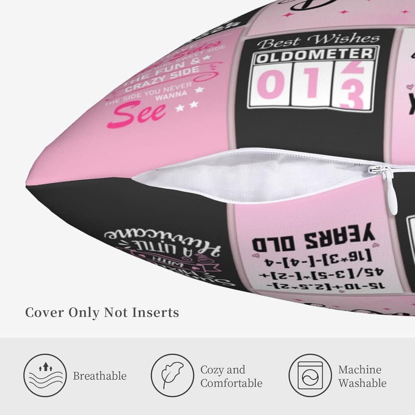 13th Birthday Gifts for Girls, 13 Year Old Girl Birthday Gift Ideas, 13 Yr Old Girl Presents Decorations for Girls Throw Pillow Covers 18x18 Inch