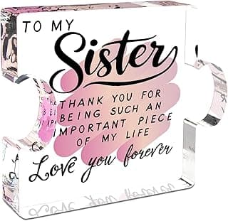 Sister Birthday Gifts, Big Sisters Gift Ideas from Sister, Unique Acrylic Puzzle Plaque Sister Gift Baskets Stuffers for Women Easter Birthdays Wedding