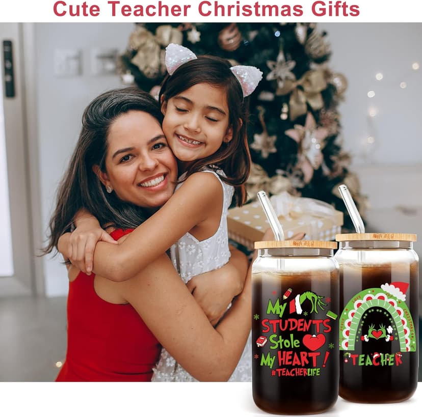 Teacher Christmas Gifts,16oz Funny Christmas Grin-ch Cups for Teachers,Teacher Appreciation Gifts,Thank You Gift End of The Year Teachers Gift for Women from Student