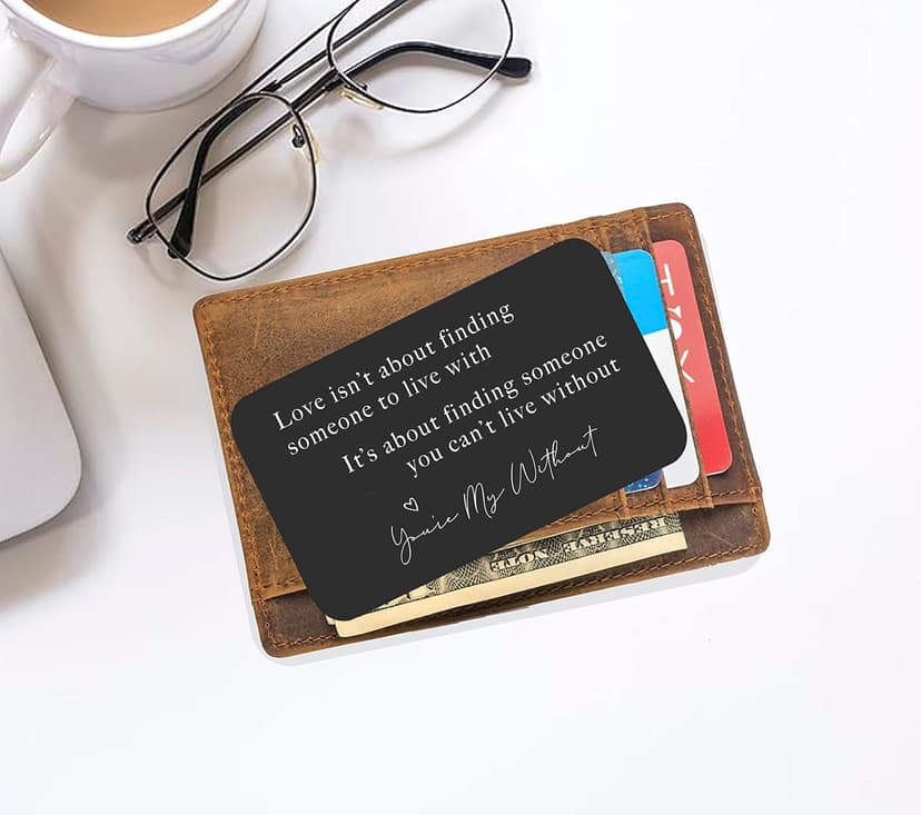 Valentine’s Day Gift for Boyfriend Husband Hubby Fiancé From Girlfriend Wife-Sentimental Engraved Wallet Insert Card Decor -Love Isn't About Finding Someone-Wedding Christmas Birthday Gifts for Men