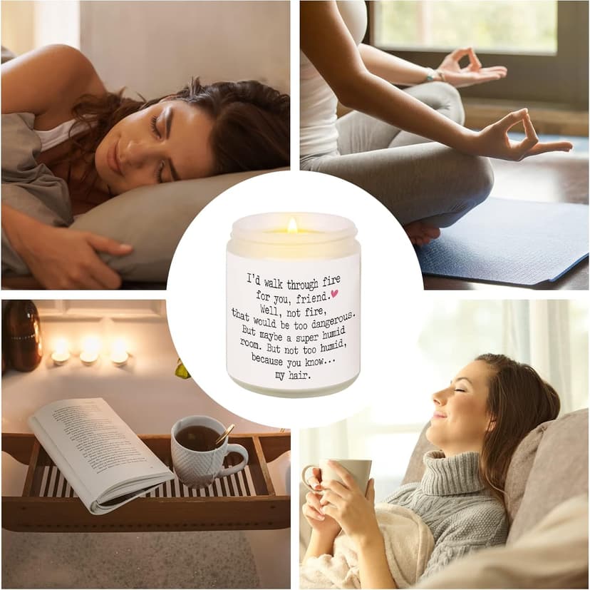 Niyewsor Best Friends Birthday Gifts for Women, Funny Scented Candles for Women, Friendship Gifts for Friends Female, I'd Walk Through Fire for You Friend Candle, Handmade, 7oz