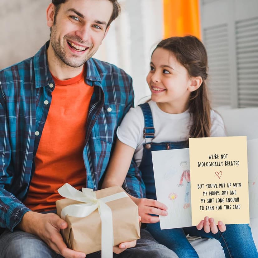 Funny Fathers Day Card for Step Dad,Happy Father's Day Gifts from Step Daughter Son,Bonus Dad Fathers Day Card Gift