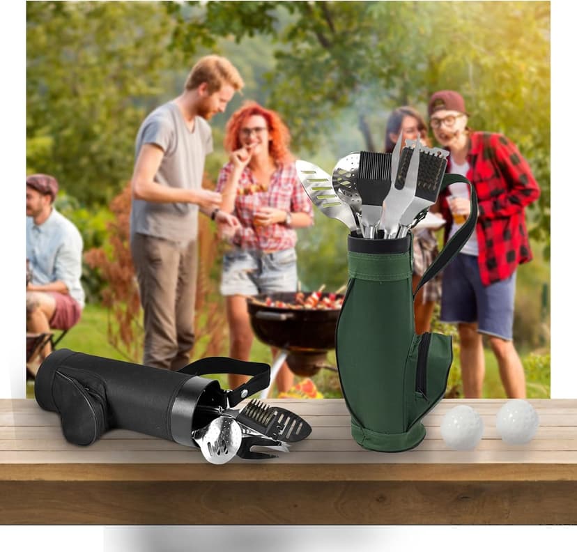 Golf Grilling Gifts for Men 8pcs Golf BBQ Grill Accessories Tools Utensils Set for Outdoor Camping, Funny Birthday Gifts for Men Women Golfers, Dad Gifts for Dad Grandpa Husband from Daughter Son Wife