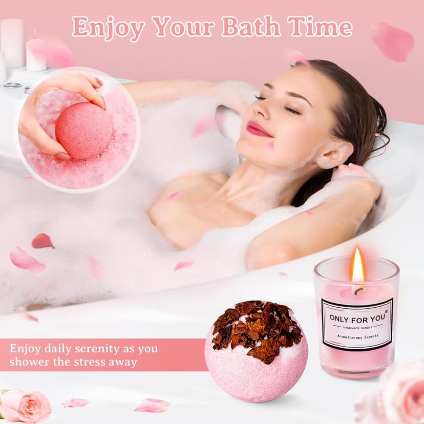 Best Friend Birthday Gifts for Women, Unique Friendship Gifts Ideas for Bestfriend, Female Besties, BFF Sister, 14oz Pink Marble Coffee Cup with Lid Spoon Card, Box, Best Friends Gift Basket Set of 6