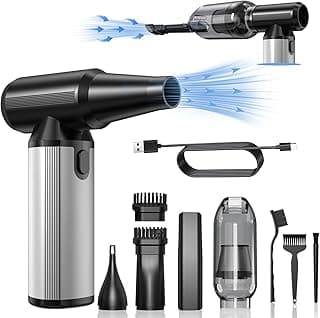 Compressed Air Duster, 2-in-1 Duster Blower & Vacuum with 320000RPM Super Power, Electric Air Duster Rechargeable, 3-Gear Adjustable Air Blower for Keyboard, Computer, Car, Home, and Outdoor Cleaning