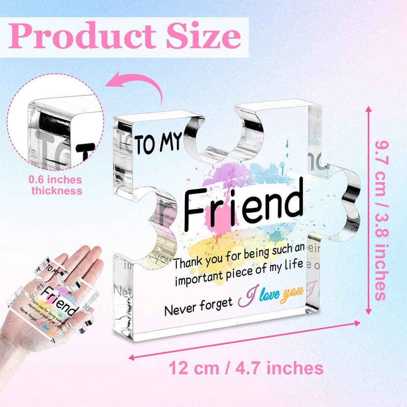 Friend Gifts for Women, Gifts for Friends - Acrylic Puzzle Piece Plaque Friend Gifts 4.7×3.8×0.6inch, Birthday Gifts for Women Friendship, Cool Gifts for Female Friend