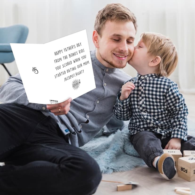 Asmallgf Funny Fathers Day Card for Step Dad, Bonus Dad Fathers Day Gift, Father's Day from Step Daughter Son