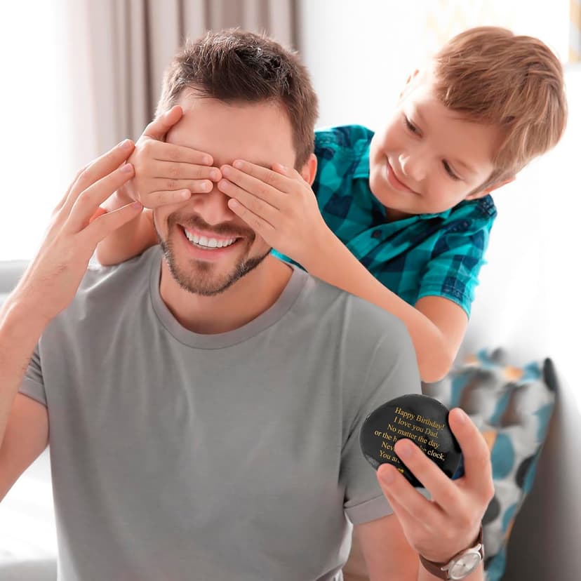 VELENTI Dad Birthday Gifts Decorative Stones - You are My Rock Engraved Decorative Accessories - Heartwarming Birthday Gift for Dad - Happy Birthday Dads Gift from Son, Daughter