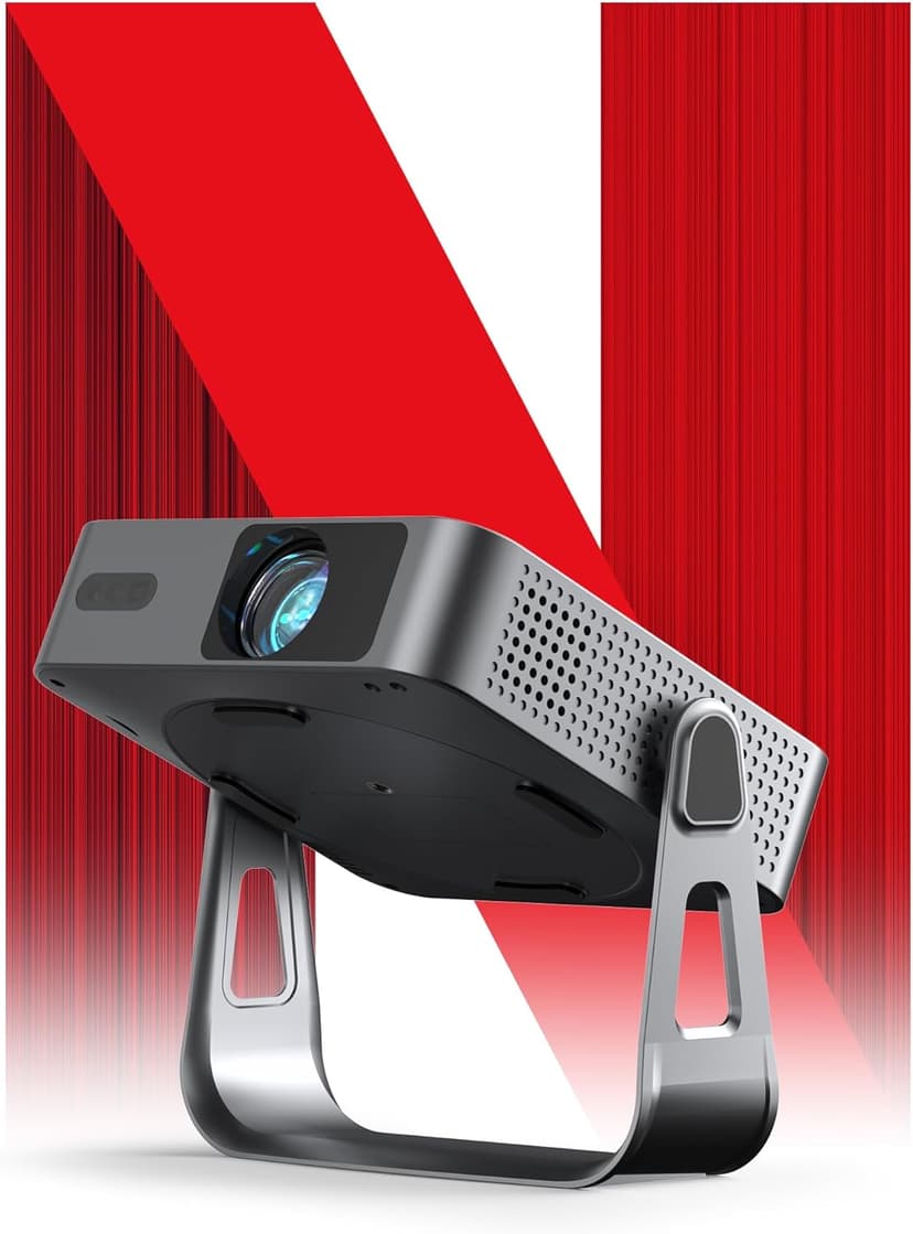 【Thinnest & Netflix-Licensed Projector】Smart Mini Projector with WiFi and Bluetooth, Auto Focus & Keystone Portable Outdoor Projector, VOPLLS Native 1080P 4K Supported Home Movie Projector(black)