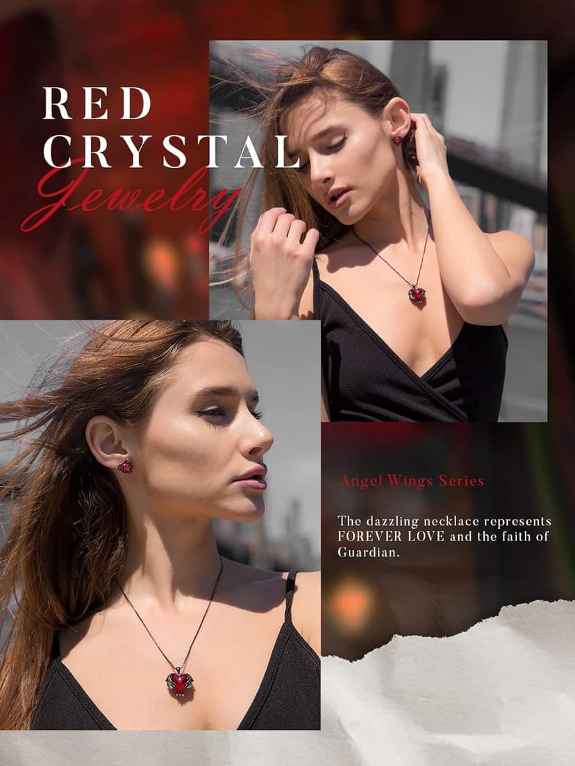 CDE Christmas Gifts for Women Angel Wings Necklace for Women with Birthstone, Love Heart Silver Tone/Gold Tone Pendant, Ideal Anniversary or Birthday Jewelry Gifts for Wife Girlfriend Her