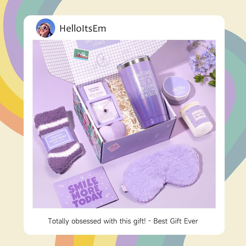 Gift Baskets for Women, 9pcs Unique Happy Birthday Gifts for Women, Best Mothers Day Christmas Gifts Get Well Soon Basket Appreciation Ideas Box w/Tumbler Her Mom Sister Friend Friendship Teacher