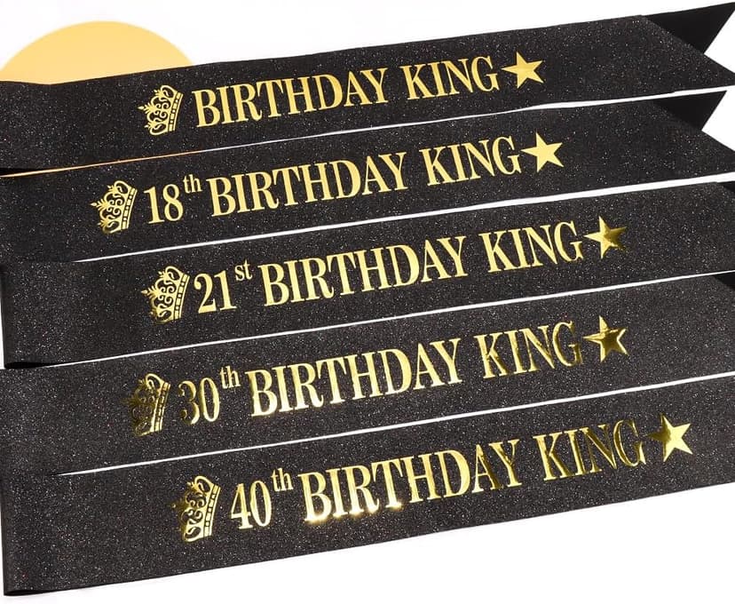 TOBATOBA 18th Birthday King Sash 18th Birthday Decorations for Boys, Gold Foil Black Satin Birthday Sash for Boys 18th Birthday Gift for Boys 18th Birthday Party Favors Decorations