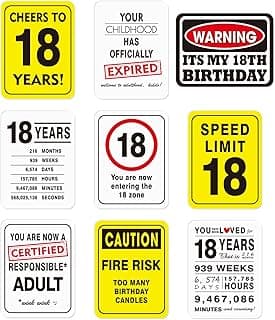WERNNSAI 18th Birthday Party Decorations - 9PCS Wall Signs Funny Tags for Teens 18 Years Old Party Decor 18th Party Banner Table Centerpieces Door Wall Windows Signs Picture Props for Boys Girls
