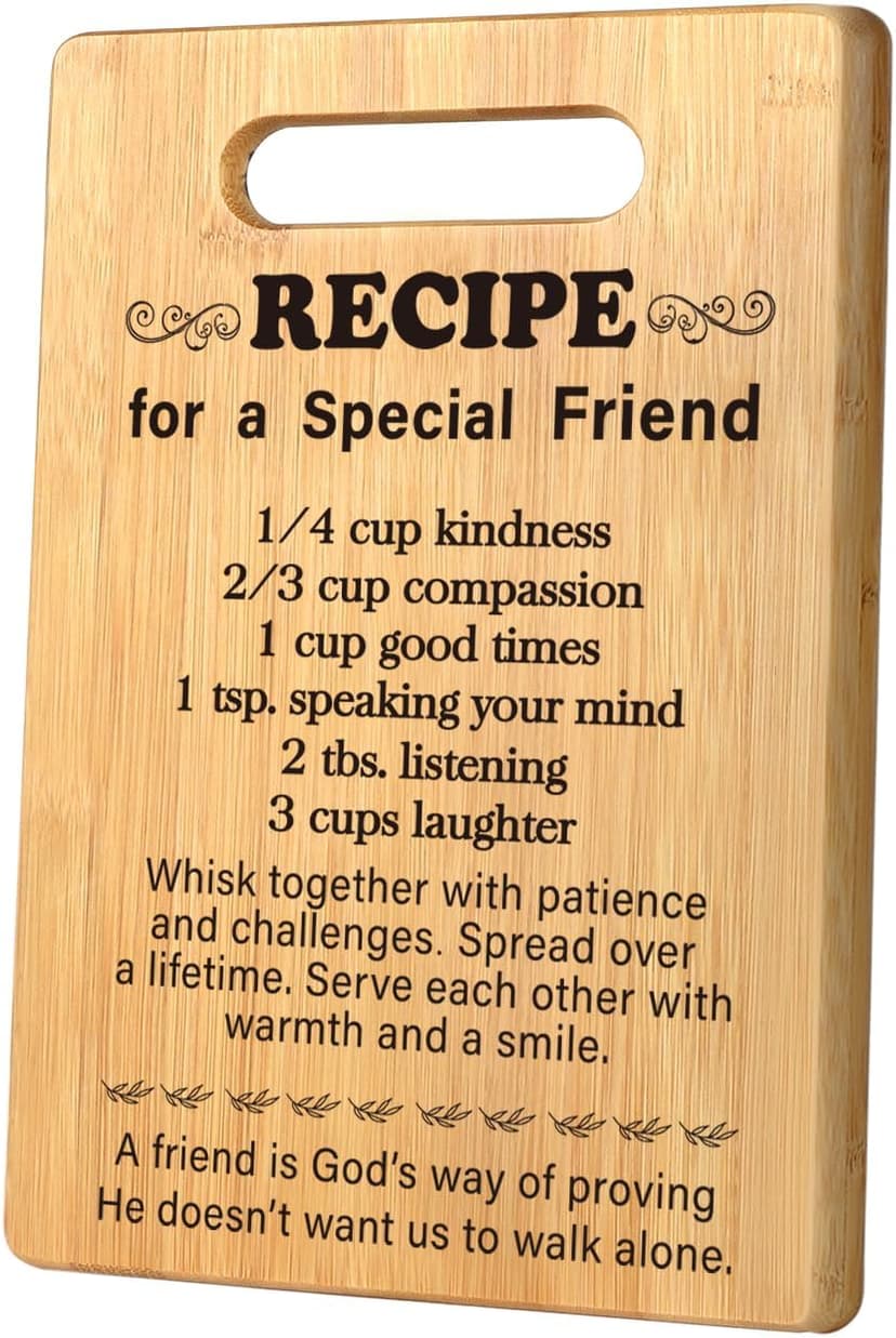 Best Friend Birthday Gifts for Women, Friendship Gifts for Women Friends, Unique Gifts for Friend Mothers Day, Bestie Bff Thank You Gift for Bestfriend Idea Recipe for a Special Friend Cutting Board