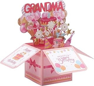 Happy Birthday Grandma Pop up Card, Colorful Popup Mothers Day Birthday Greeting Card with Envelope Great Grandma Birthday Gifts Best Nana Gifts Creative Gift Idea for Grandma