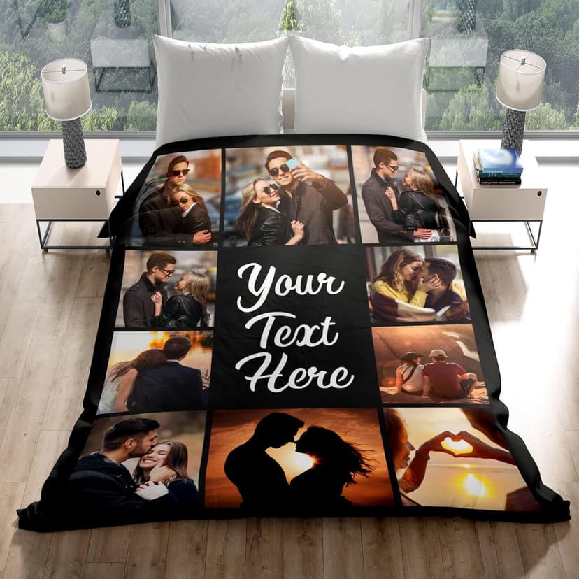 Custom Blanket with Photos Personalized Blankets Customized Blankets and Thows Customizable Blanket Picture Blankets Customize for Valentines Day Gifts Birthday for Her Him Girlfriend Boyfriend Wife