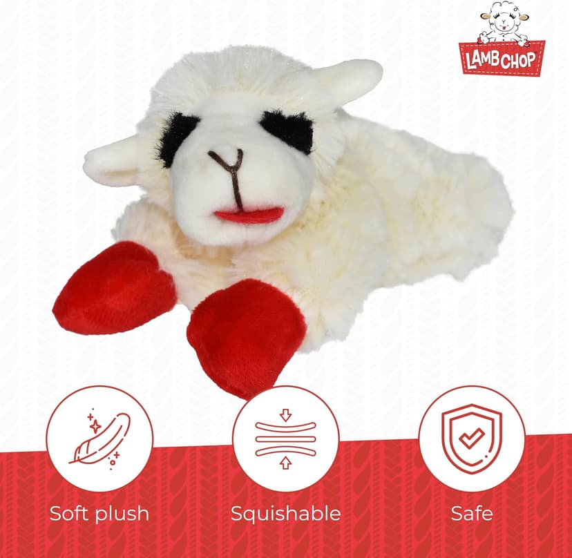 Multipet Lamb Chop Dog Plush Toy - Squeaky Toy for All Dogs - Extra Soft Plush - Stuffed Animal Dog Toy for Cuddling & Playing - Cute Pet Toy (6", Cream)