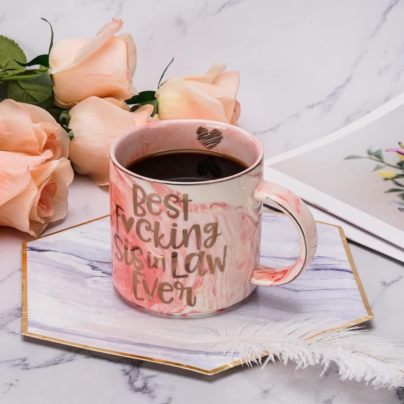 Hendson Sister In Law Gifts - Best Sis In Law Ever - Funny Sister In-Law Chirstmas Birthday Gift, Engagement, Wedding Gift, New To Be - Pink Mug, 11.5oz Coffee Cup