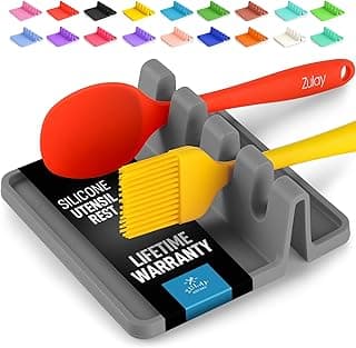 Silicone Utensil Rest with Drip Pad for Multiple Utensils, Heat-Resistant, BPA-Free Spoon Rest & Spoon Holder for Stove Top, Kitchen Utensil Holder for Spoons, Ladles, Tongs & More - by Zulay