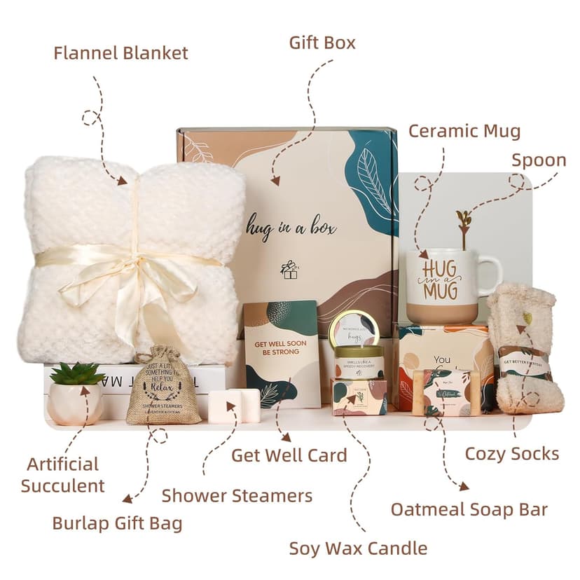 Get Well Gifts for Women Feel Better Gifts Baskets for Women After Surgery Cancer Care Gifts for Friend Sick Chemo Care Package Encouraging Pamper Comfort Wellness Box For Her