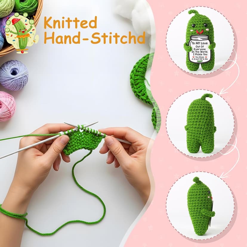 I Love You Gifts for Her, Him, Wife, Husband, Couple, Romantic Gifts for Boyfriend Girlfriend, Anniversary Perfect Gifts for Women Men, Handmade Crochet Pickle