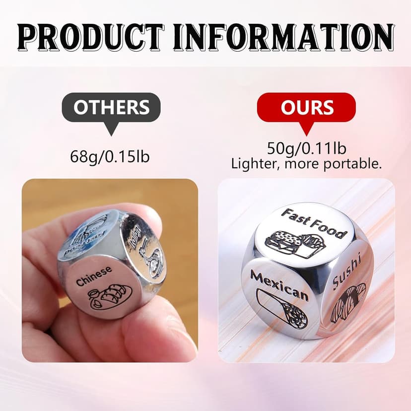 Him Her Couple Gifts for Boyfriend Girlfriend Food Decider 11th Anniversary Steel Date Night Gifts for Husband Wife for Wedding Christmas Valentines Birthday for Women Men