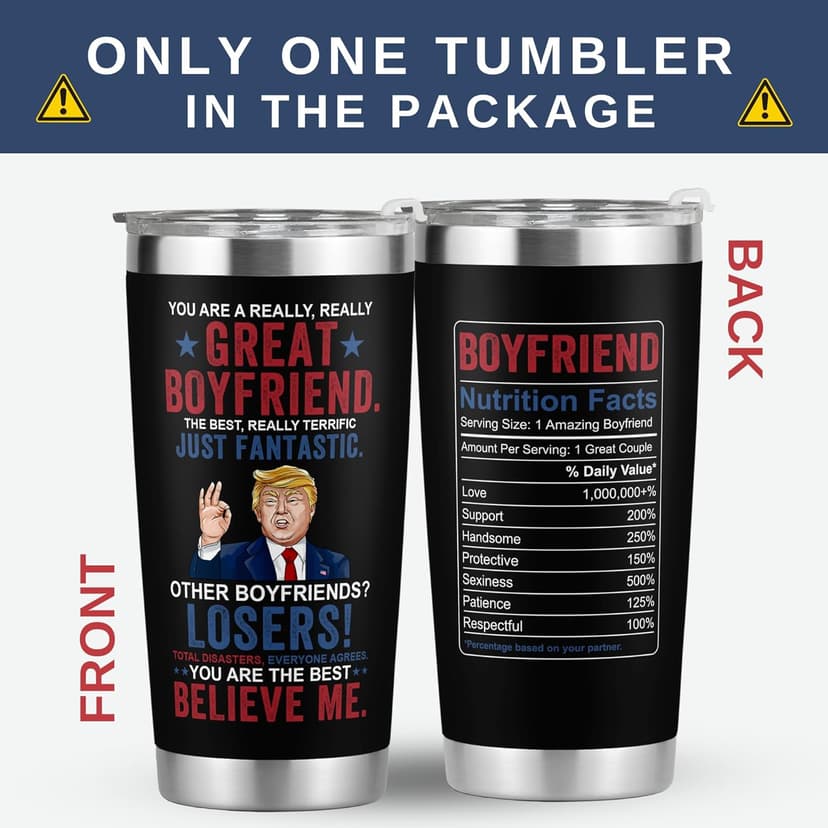 Gifts for Boyfriend, Him - Anniversary, Birthday, Christmas Boyfriend Gifts from Girlfriend - Romantic Love Couple Gift for Him from Her - Ideas for Couples - 20 Oz Stainless Steel Tumbler