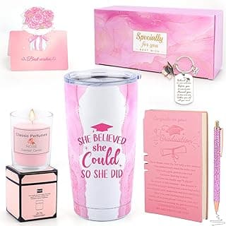 Graduation Gifts for Her 2025, She Believed She Could So She Did Tumbler, Congratulations Gifts for Women Girls Grad Keychain Notebook Pen, College High School Graduation Gift for Sister Friends