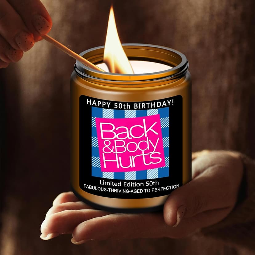 Homsolver 50th Birthday Gifts for Her Him, Happy 50th Birthday Candles Gift for Women Men, Funny 50 Years Old Decorations Ideas- Lavender Scented Candle