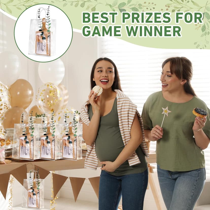 55Pcs Baby Shower Prizes for Game Winners 6 Sets Bamboo Cheese Board Spoon Fork Butter Spreaders Plaid Towel Thank You Card and Gift Bags for Baby Shower Wedding Bridal Shower Favors