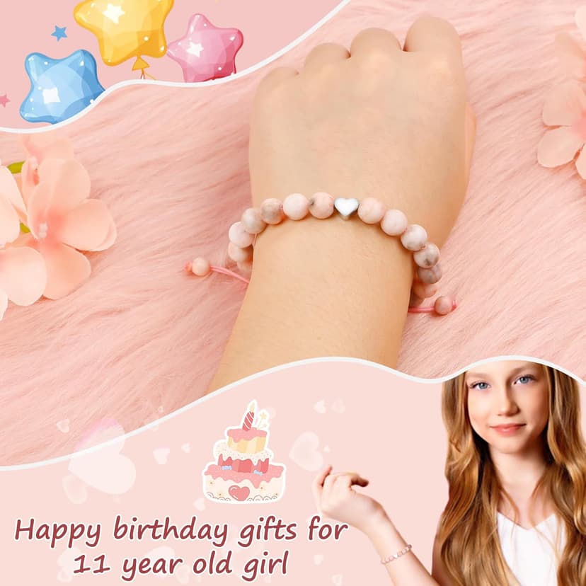 Sereney Birthday Gifts for Girls, Beaded Bracelets as 1 3 4 5 6 7 8 9 10 11 12 13 15 16 Year Old Birthday Gift, Adjustable Stone/Pearl Bracelet as Happy Birthday Gifts for Daughter Granddaughter Niece