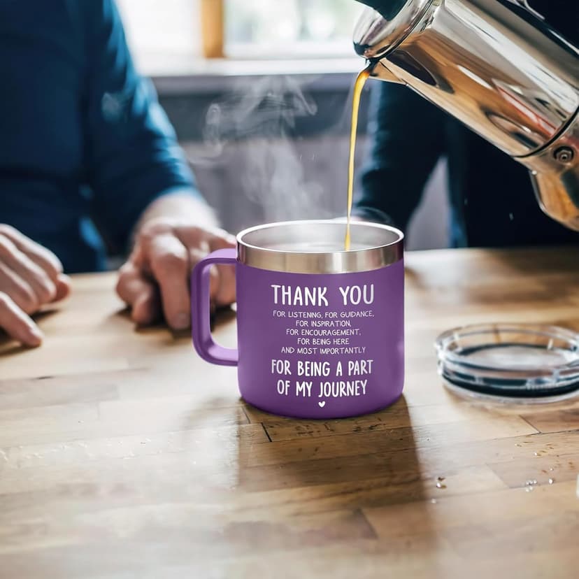 Gossby 14oz Insulated Coffee Tumbler Mug - Thank You for Listening - Thank You, Appreciation, Birthday Gift for Women, Men, Teacher, Boss, Coworker, Friend - Travel Cup with Lid, Straw